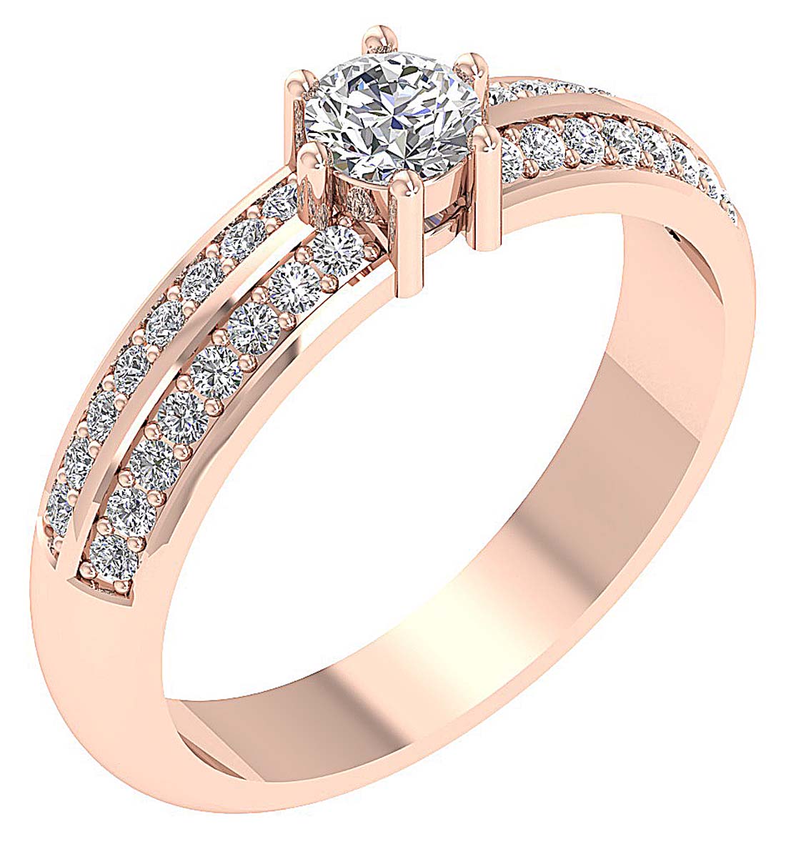 UniqueRoundCutDiamond14kGoldRing