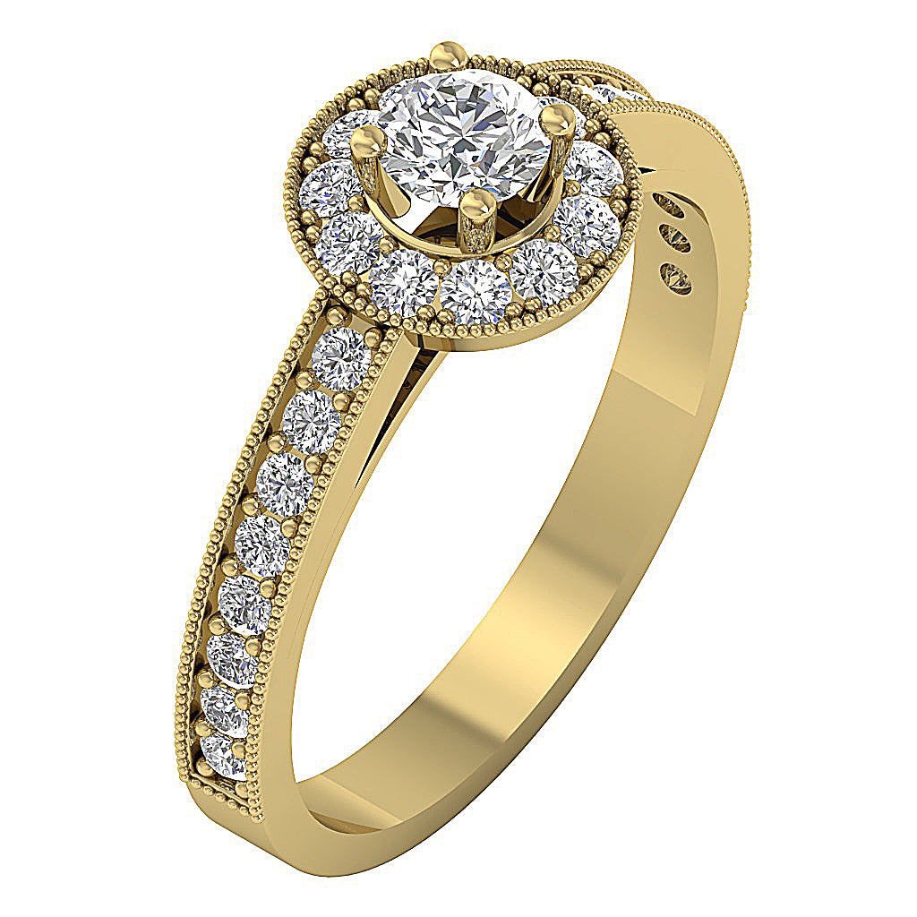 YellowGoldNaturalCutDiamondRing