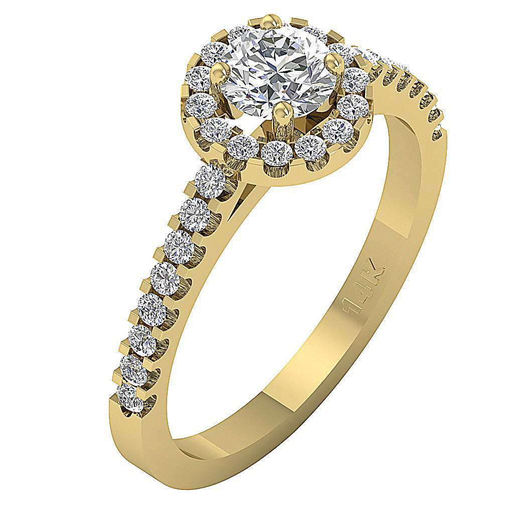 The Porter Natural Diamond 14K Gold Halo Solitaire Engagement Ring