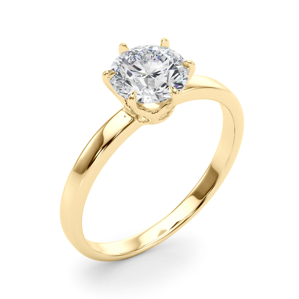 Brilliant Round Diamond Ring in Yellow Gold.