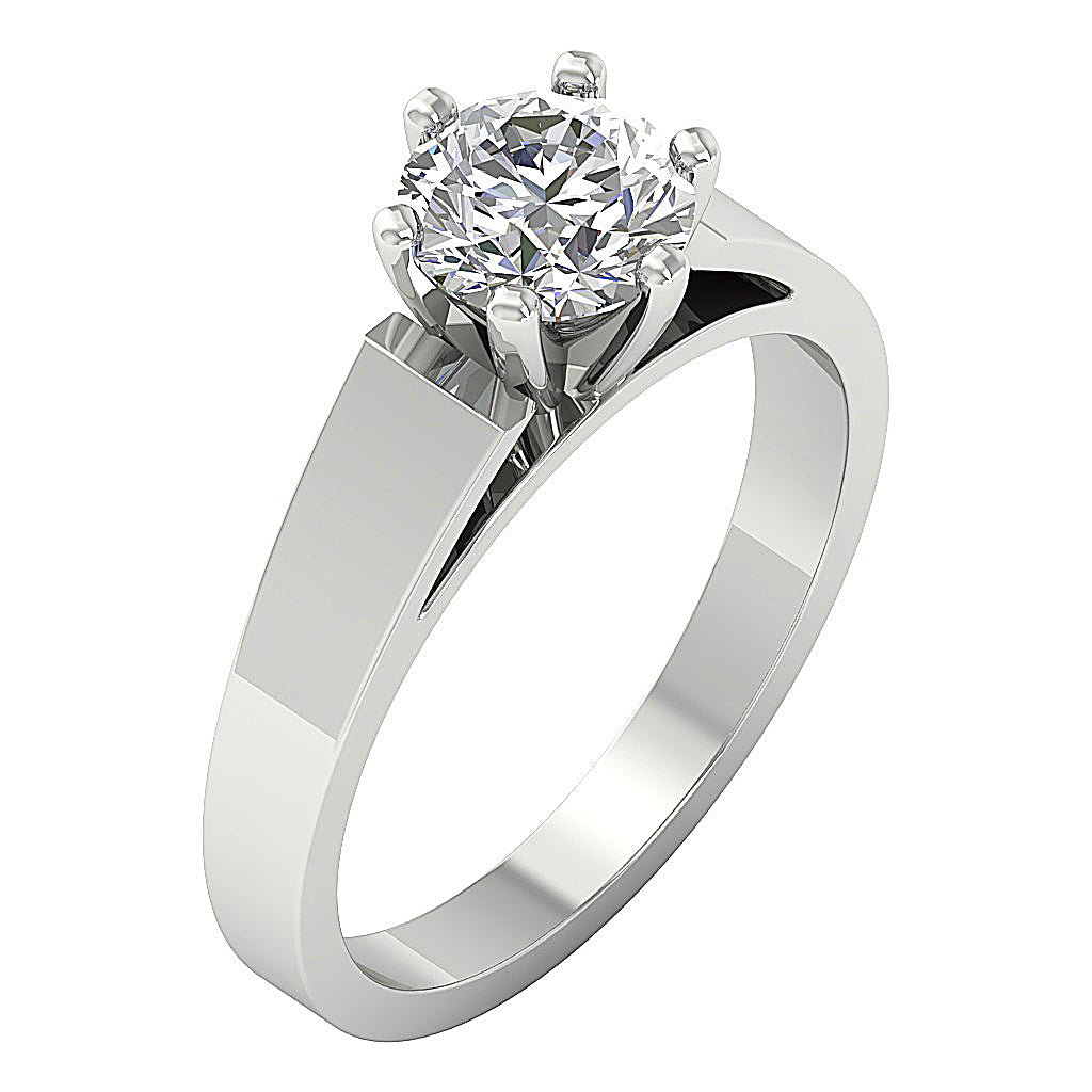 Side profile showing the strong architectural 6-prong setting for large diamonds.