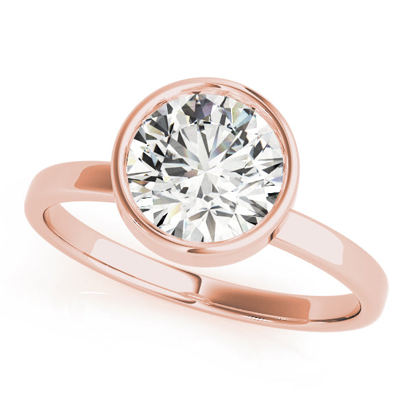 Rose gold bezel set round lab diamond ring for women