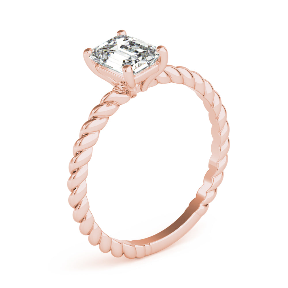 14K Rose gold emerald cut lab diamond ring with design band