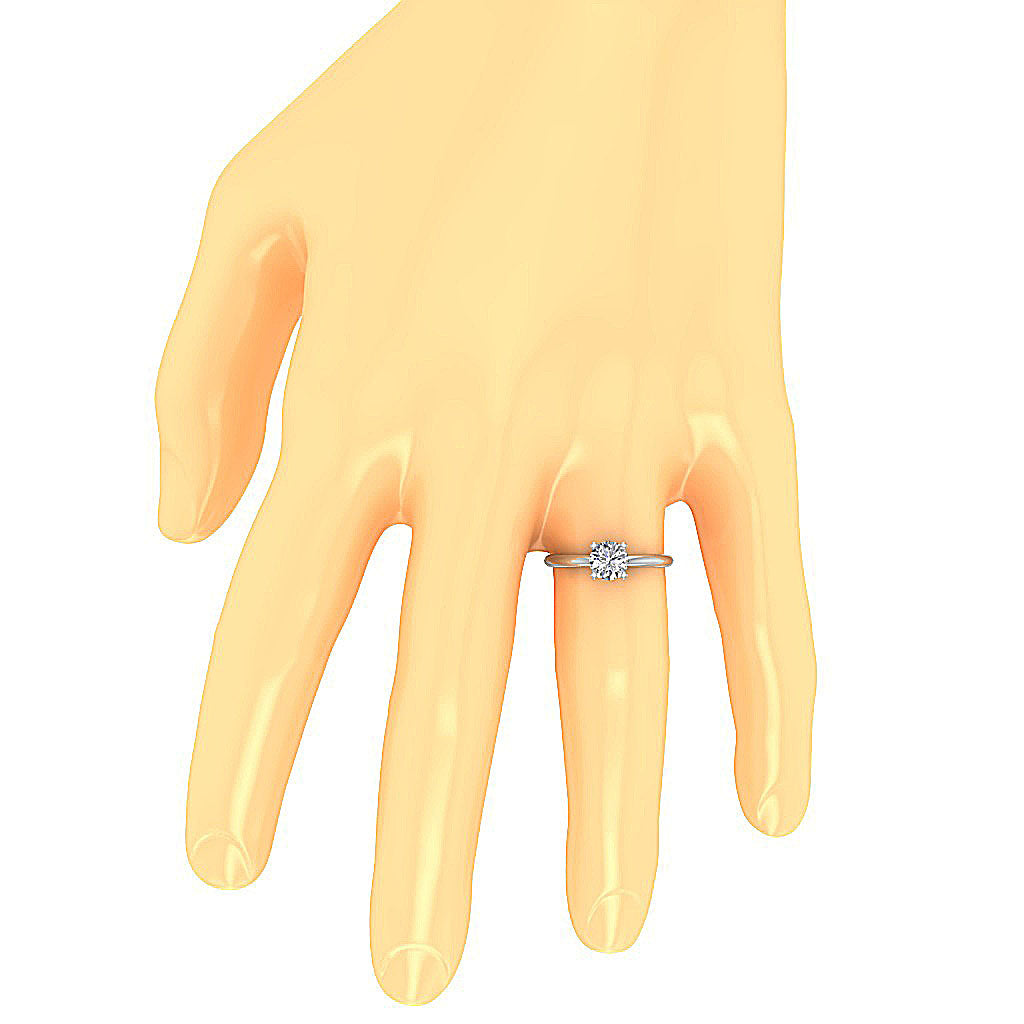 Real-life hand view of a 2.00 carat 4-prong solitaire lab-diamond ring.