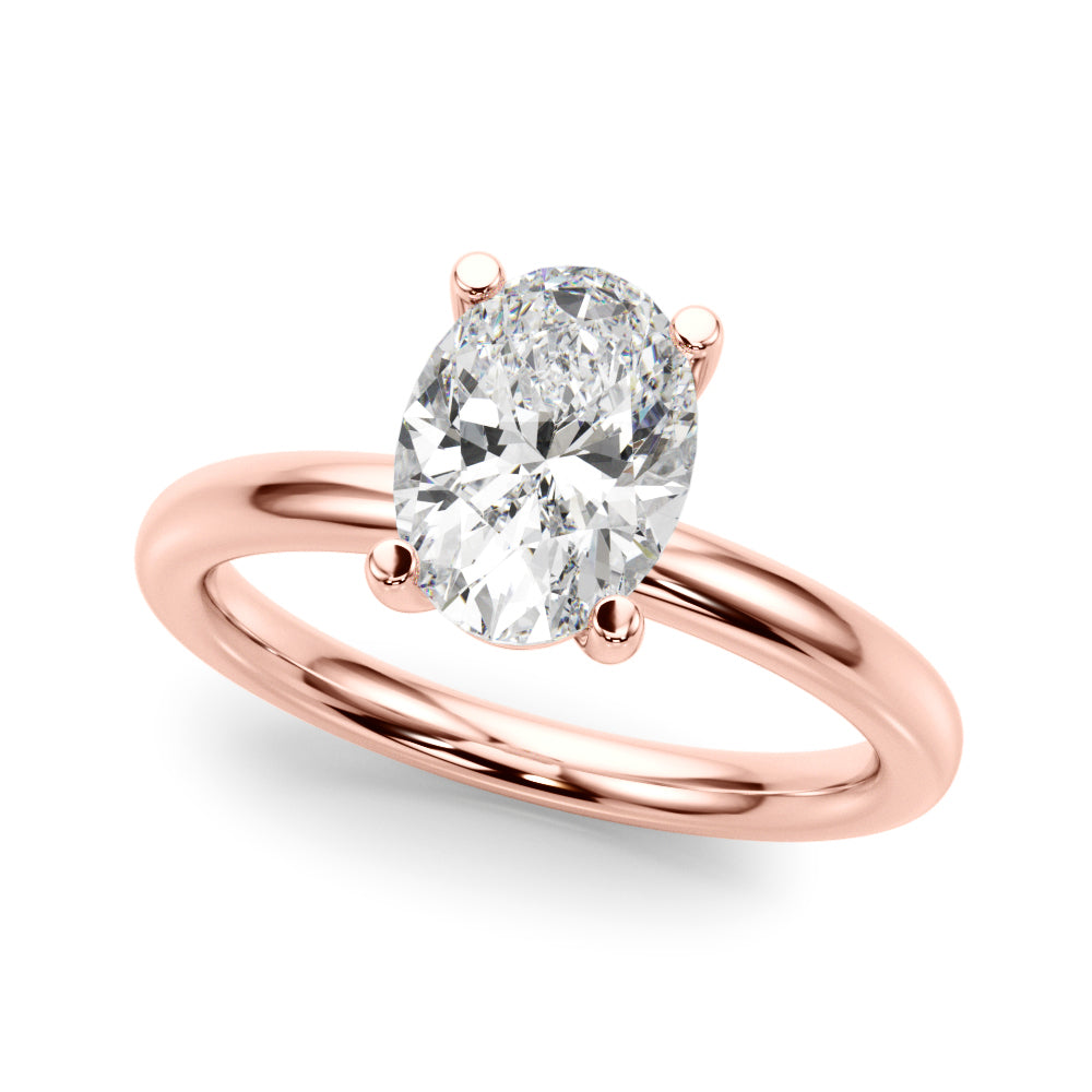 Perspective angle of Oval Lab Diamond Engagement Ring in 14K Rose Gold