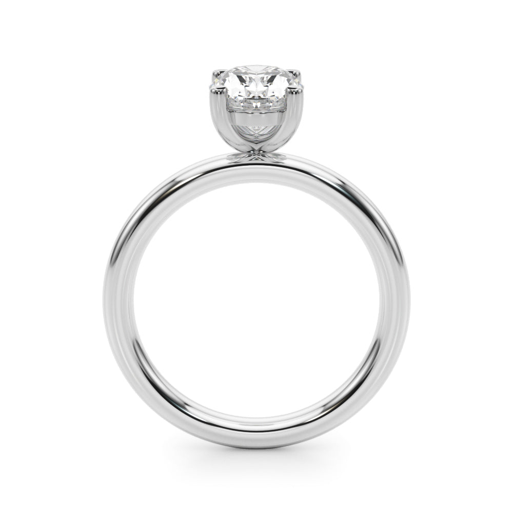 Side profile of Oval Lab Grown Diamond Ring in 14K White Gold