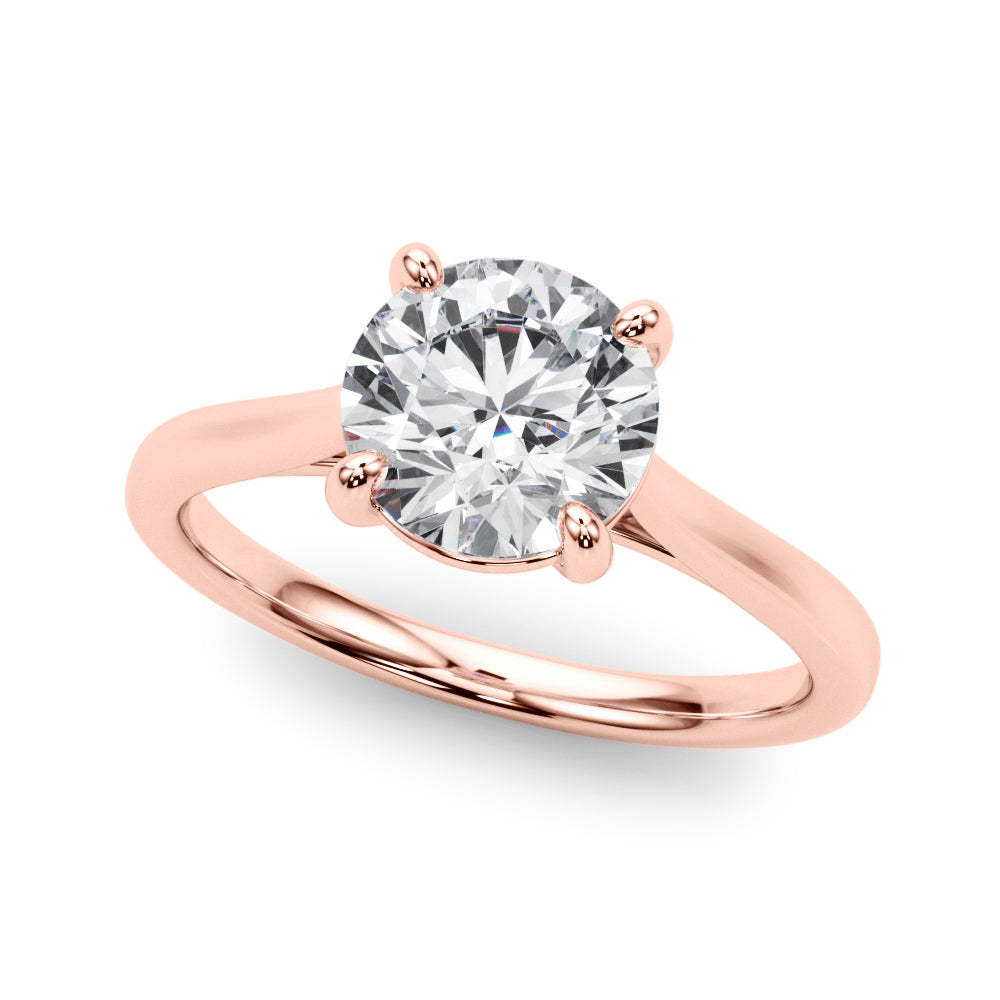 Elegant 14K rose gold 4-prong round lab grown diamond ring