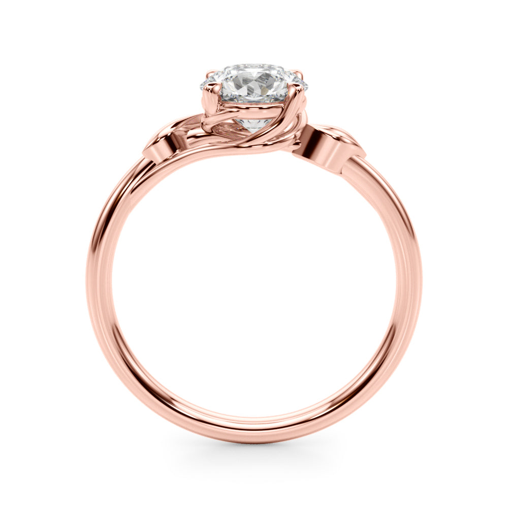 14K rose gold engagement ring with round brilliant VS-F lab diamond.
