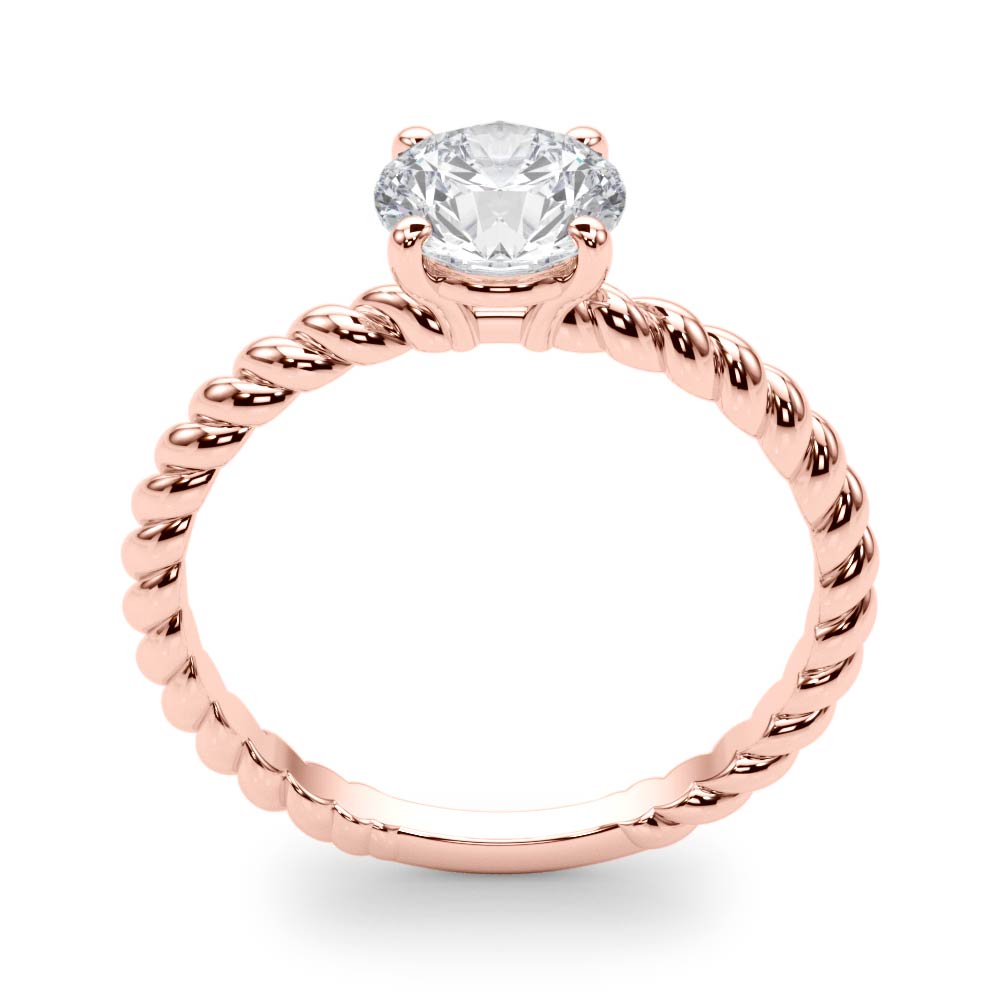 14K rose gold solitaire ring featuring a 2.50 carat round lab grown diamond.