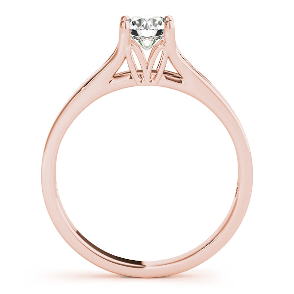 Vertical profile of the rose gold lab diamond ring showing the secure and elegant setting.