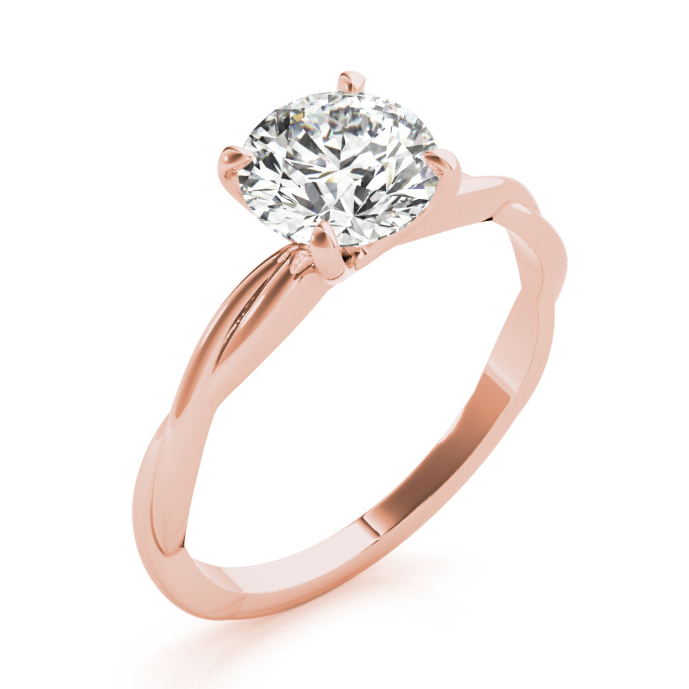 14K Rose gold engagement ring with round lab diamond