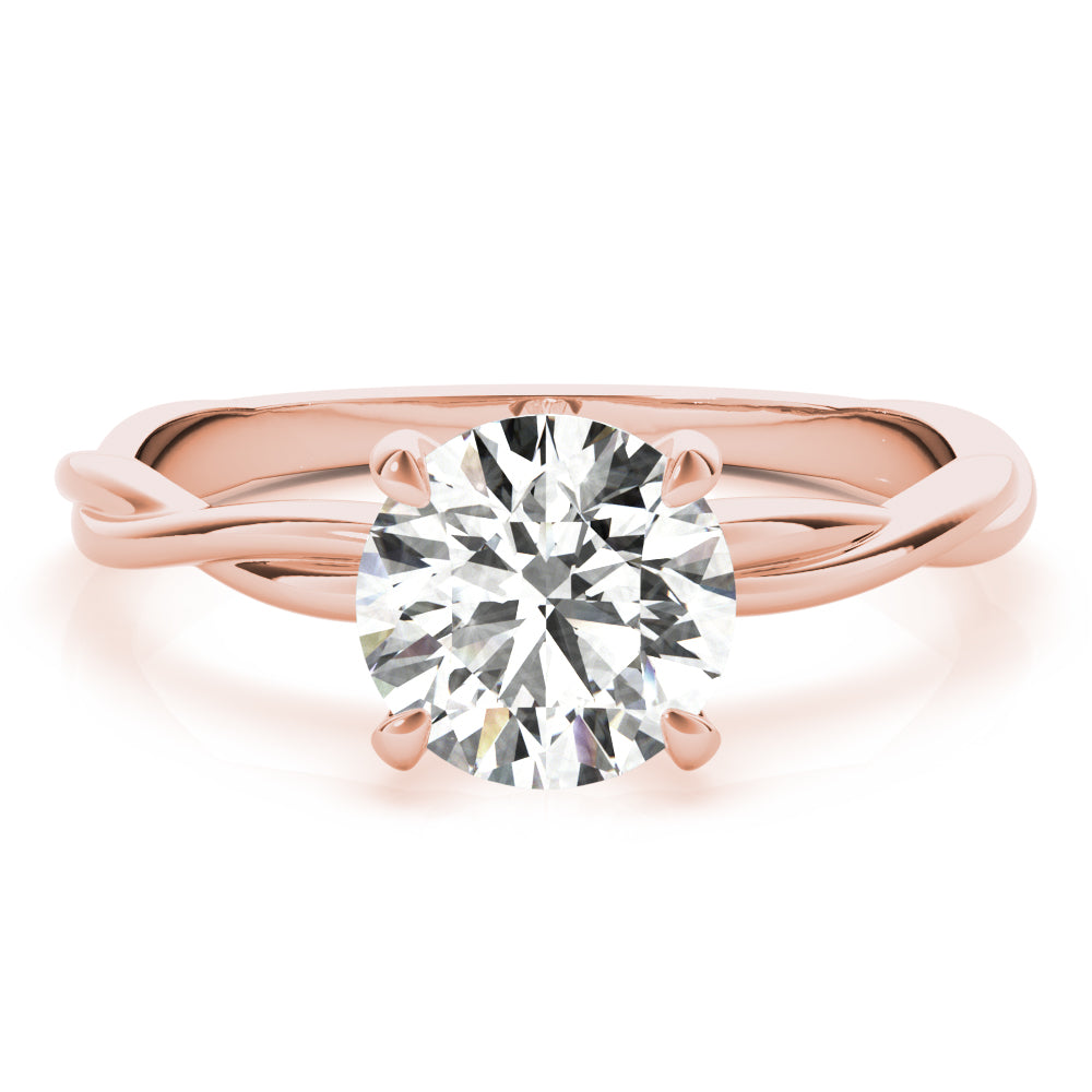 Top view of VS clarity F color Lab Diamond Ring in 14K Rose Gold
