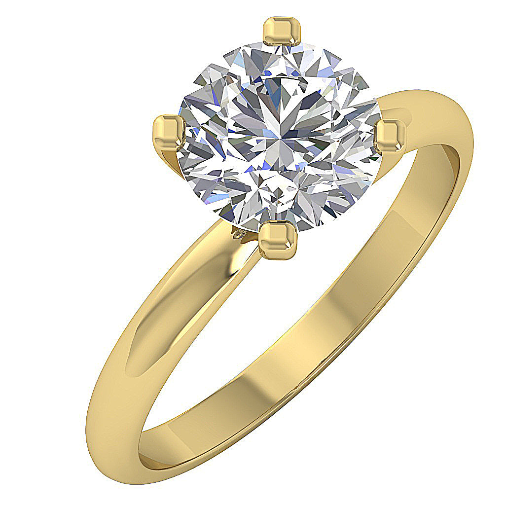 A majestic 4.00ct lab diamond set in 14K yellow gold with a classic 4-prong design.