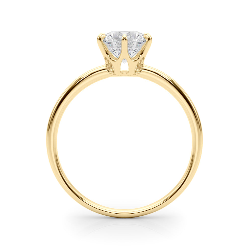 Side setting view of Yellow Gold Diamond Ring.