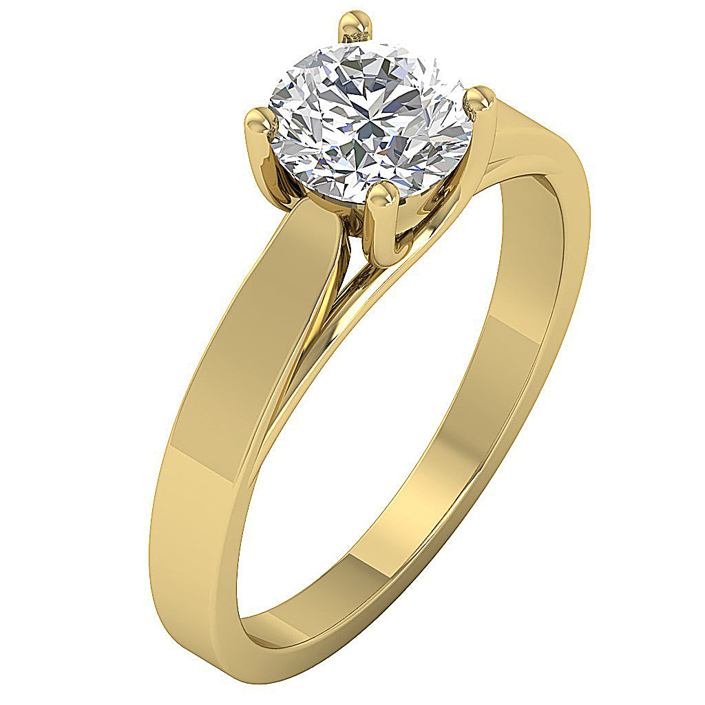 Warm 14K yellow gold band holding a 3-carat solitaire diamond