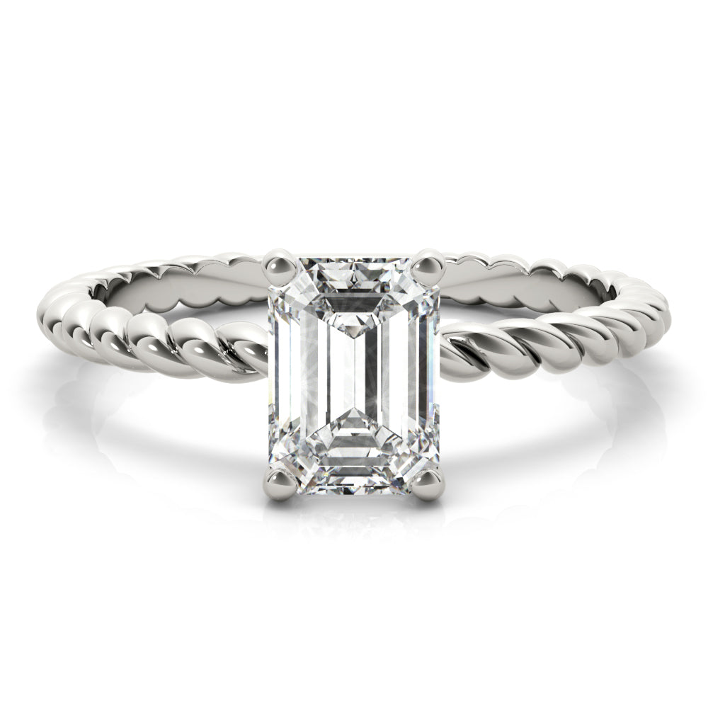 Classic 14K white gold emerald cut lab diamond engagement ring