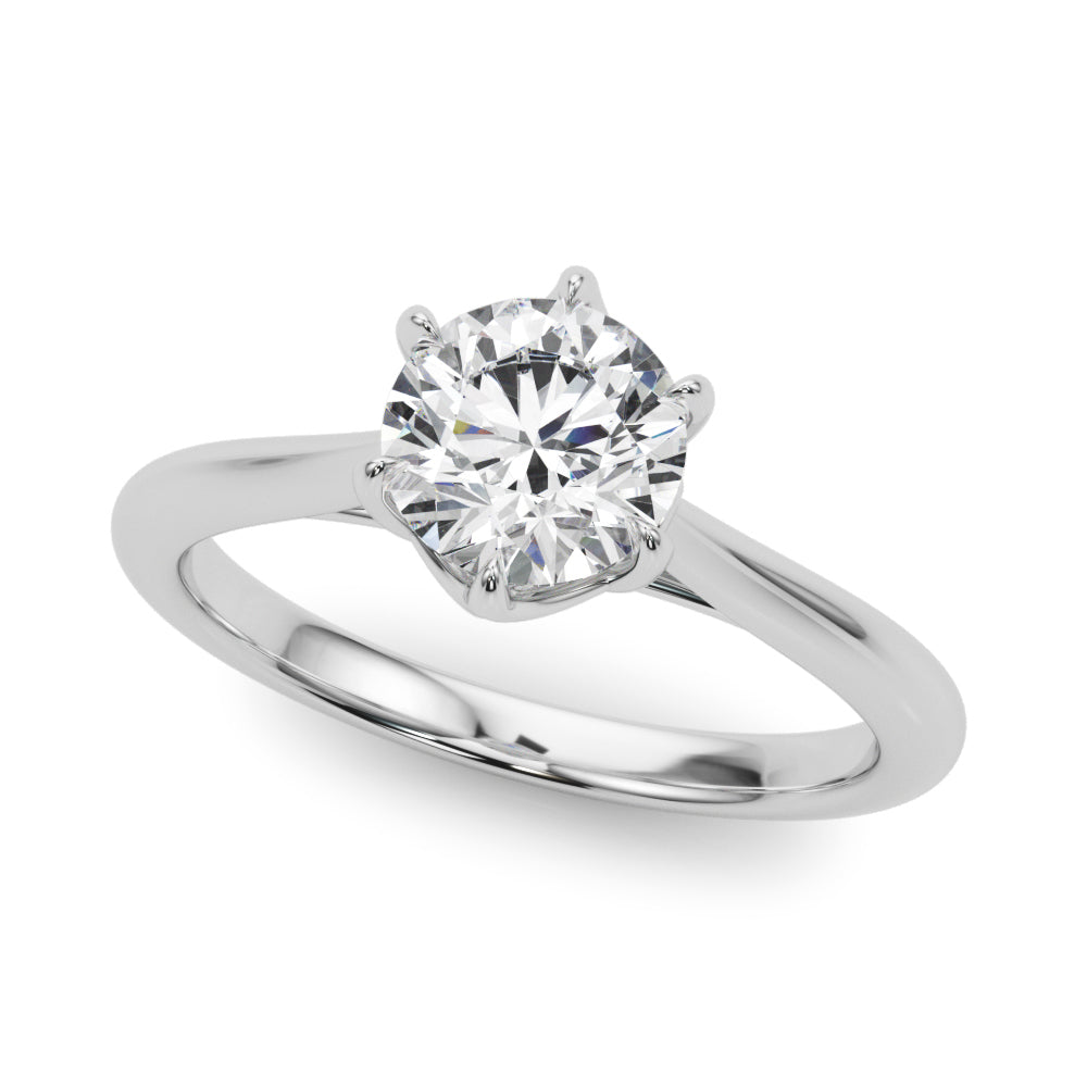 Classic 6-prong lab grown diamond solitaire ring in 14K white gold