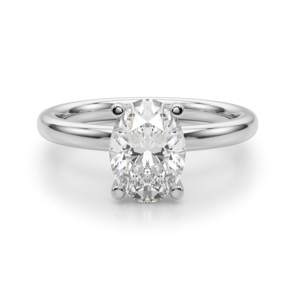 Angled top view of Oval Lab Diamond Ring in 14K White Gold