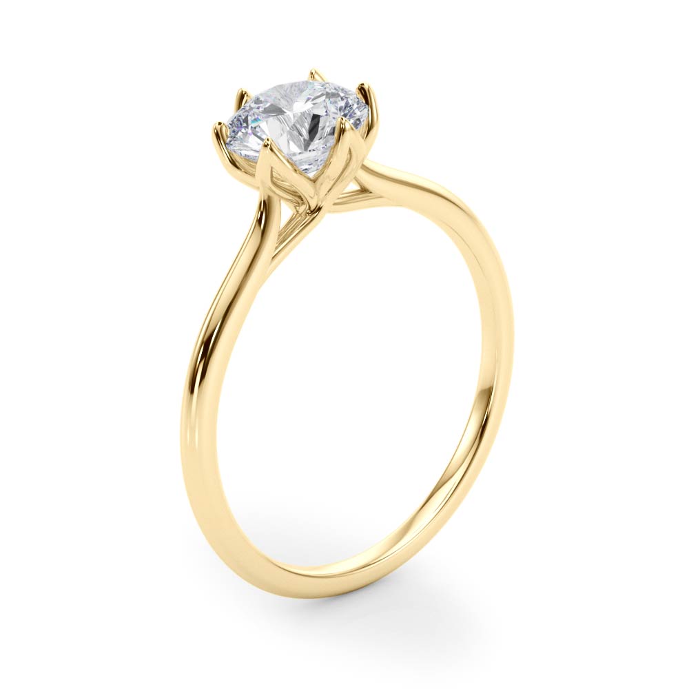 14K Yellow gold solitaire ring with unique petal prong detail