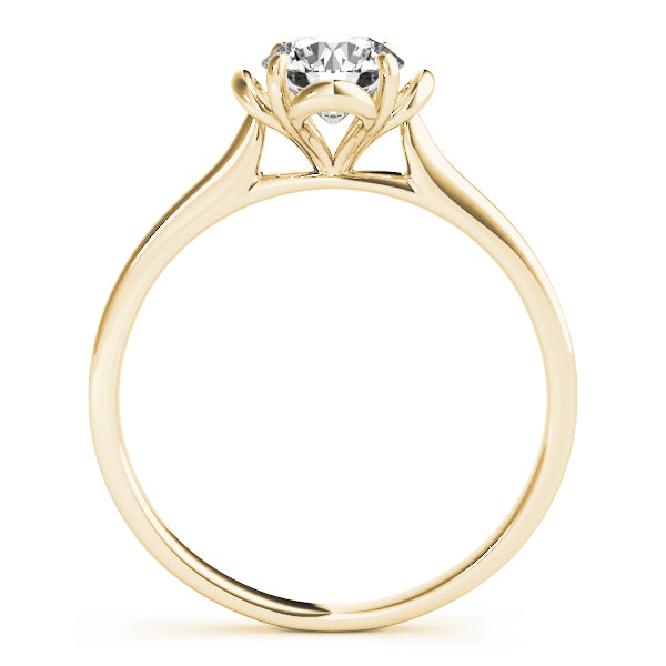 3/4 view of the 14K yellow gold diamond ring showing the sparkle and unique setting.