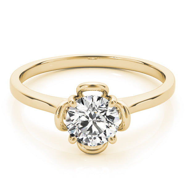 VS F lab grown diamond solitaire ring in 14K yellow gold with a modern prong design.