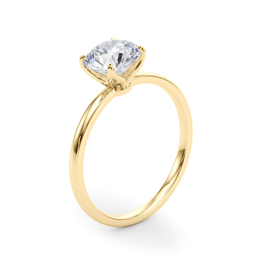 14K yellow gold tulip setting engagement ring showcasing the delicate floral prong details.