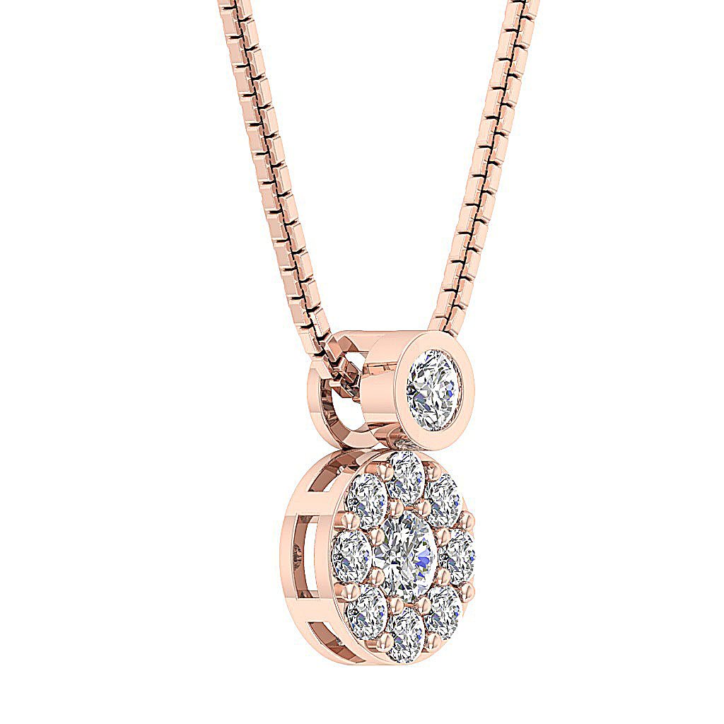 Genuine Diamond Circle Of Love Wedding Pendants SI1/I1 G 0.60 Ct 14k/18k White Gold Prong Bezel Set