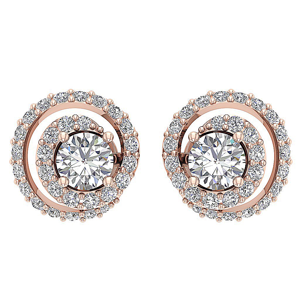 14k/18k Solid Gold Round Diamonds I1 G 1.25Ct Removable Jacket Halo Solitaire Studs Earrings 9.90MM