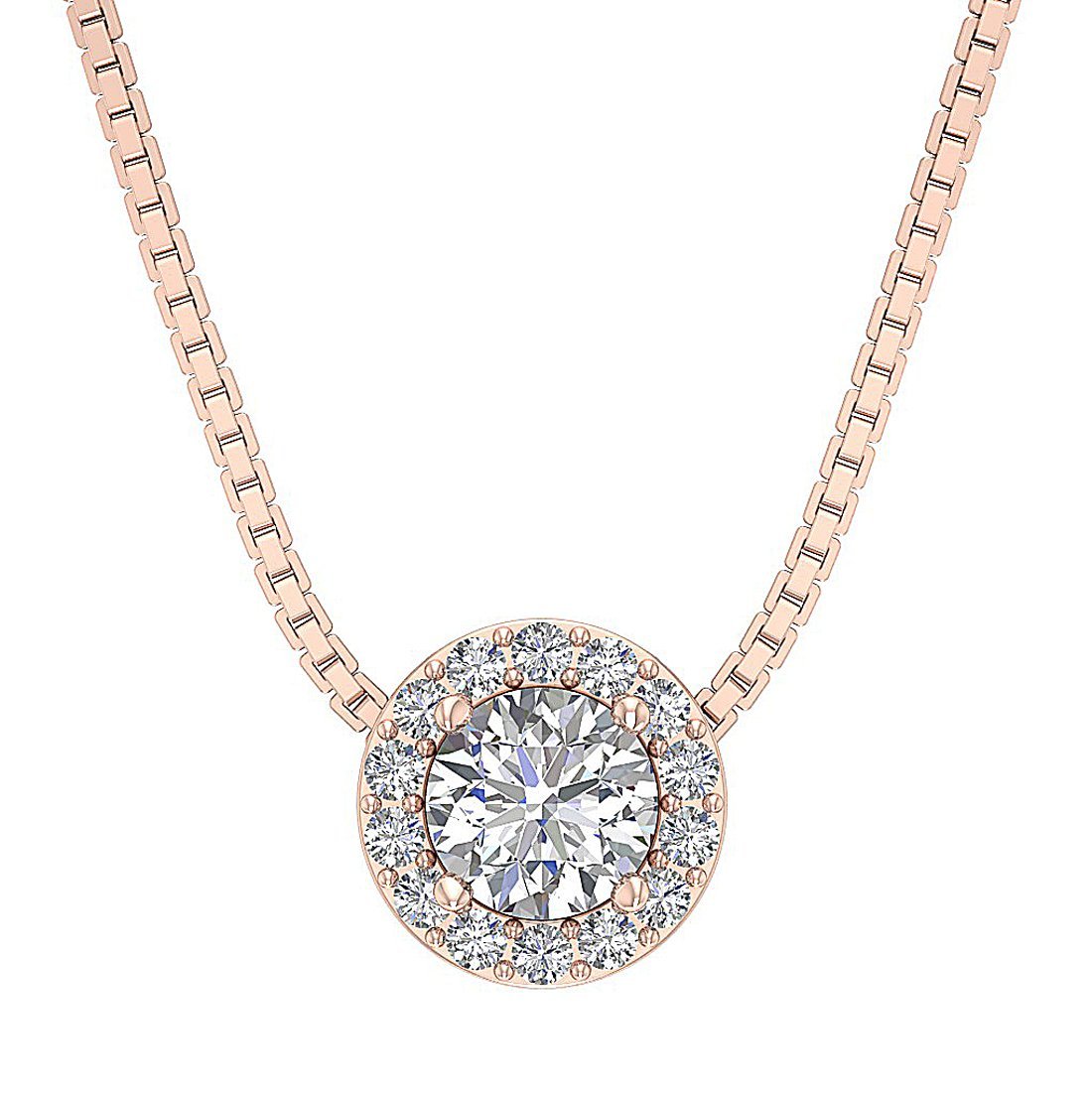 Halo Cluster Pendant I1/SI1 G 1.00Ct Round Cut Diamond 14k/18k Solid Gold