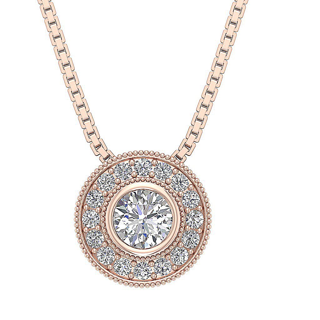 Halo Cluster Pendants 14k/18k Solid White Gold Natural Diamonds SI1/I1 G 0.80 Carat