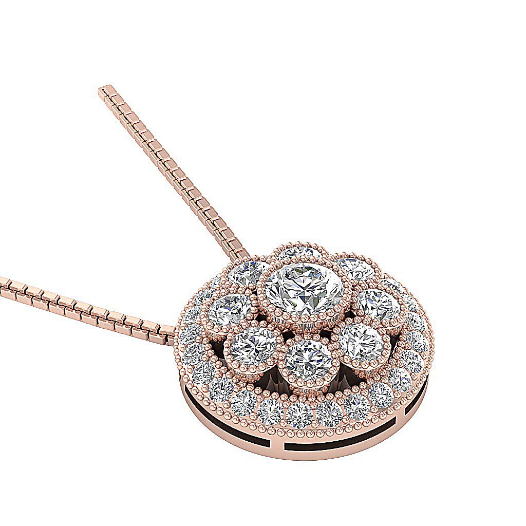 Halo Cluster Pendants 14k/18k Solid White Gold Natural Diamond SI1/I1 G 1.90 Ct Prong Bezel Set