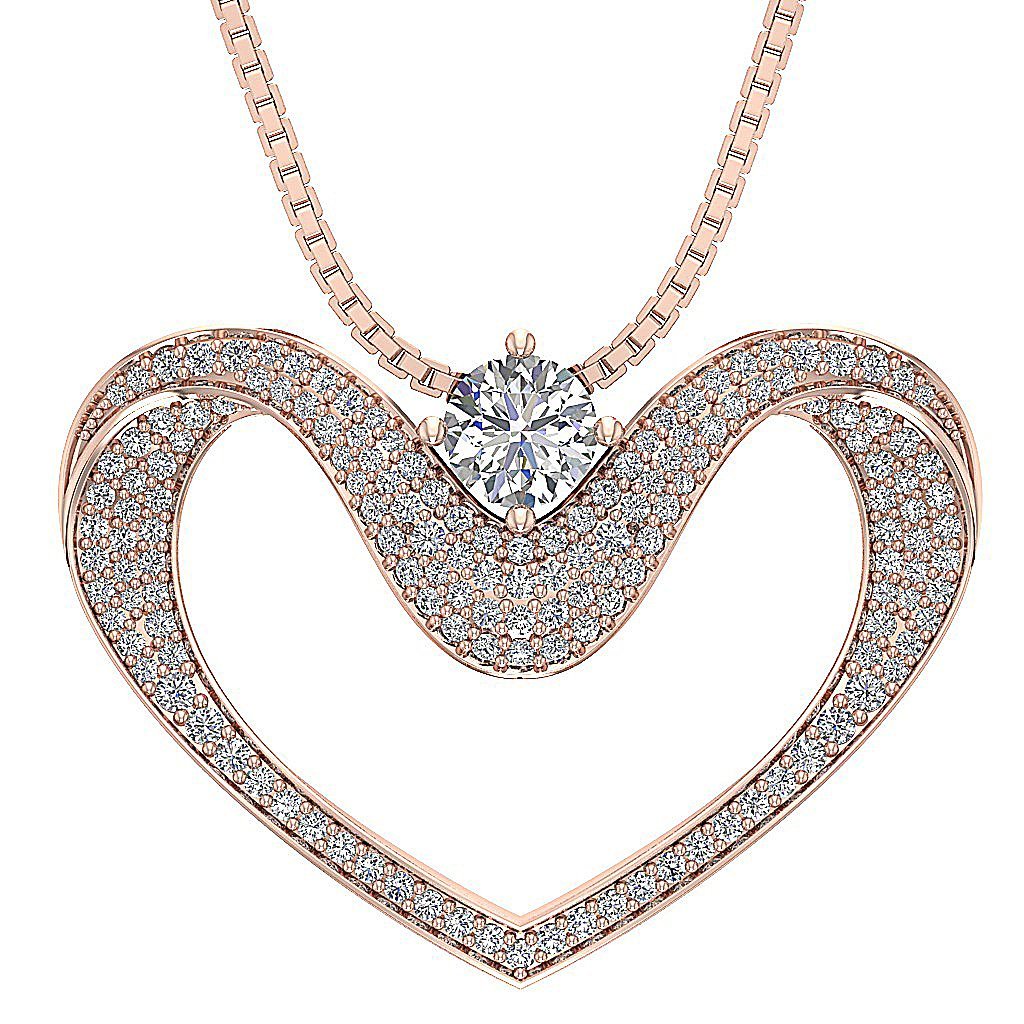 Heart Pendants SI1/I1 G 1.55 Carat 14k/18k White Yellow Rose Gold Natural Diamond