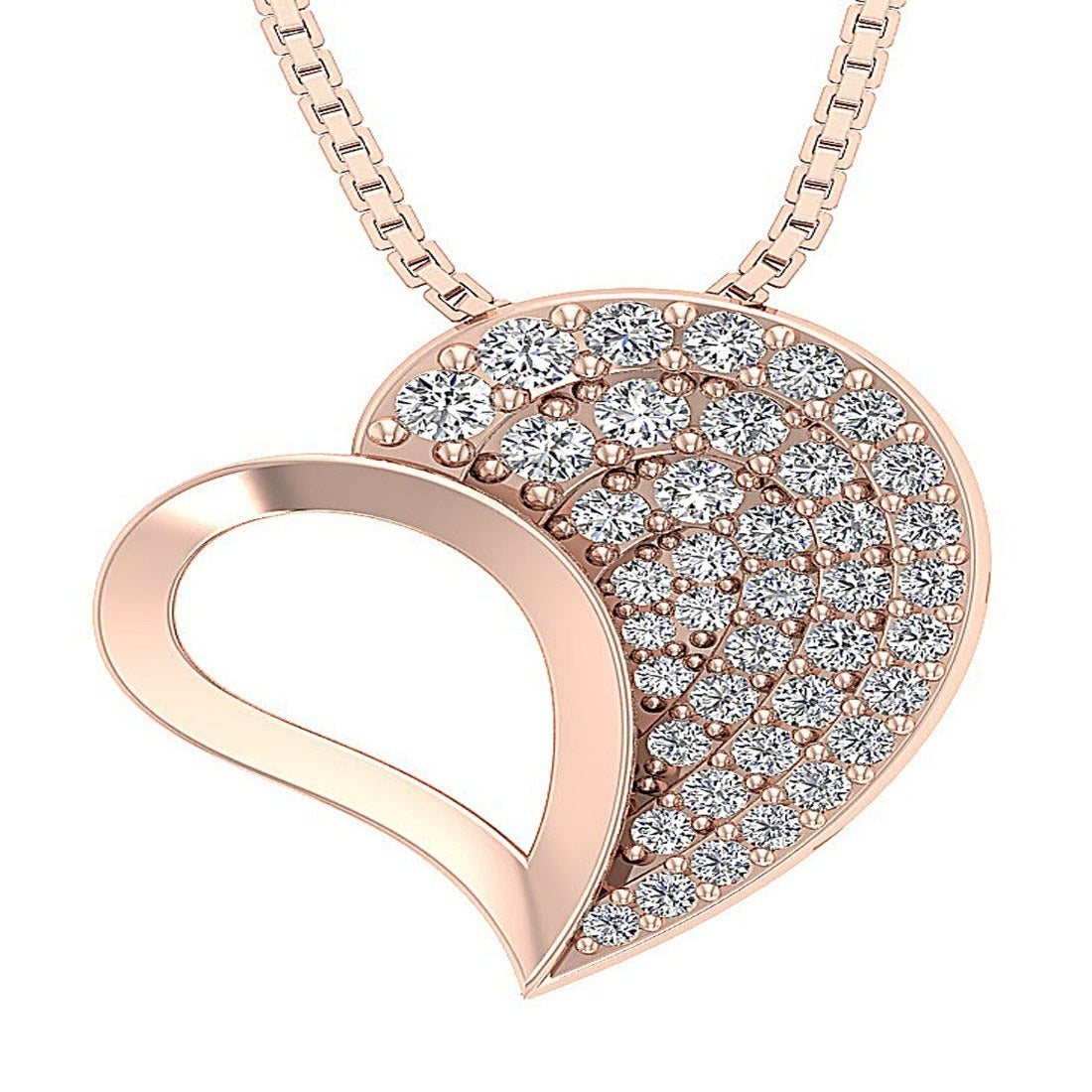 Heart Pendants 14k/18k White Gold SI1/I1 G 0.60 Ct Round Cut Diamonds