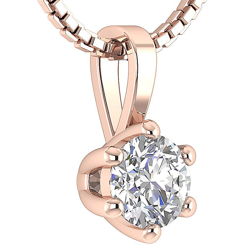 14k/18k White Yellow Rose Gold Solitaire Pendants VS1/SI1/I1 0.50 Ct Round Cut Diamonds Prong Set 5.00 MM