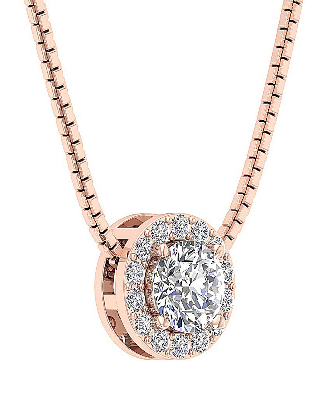 Halo Cluster Pendant I1/SI1 G 1.00Ct Round Cut Diamond 14k/18k Solid Gold