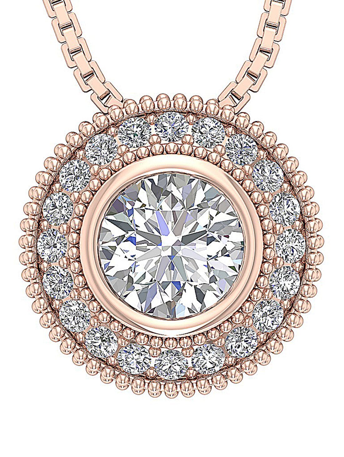 Halo Pendants Prong Bezel Set 14k/18k White Yellow Rose Gold Natural Diamond I1/SI1 G 1.35 Carat
