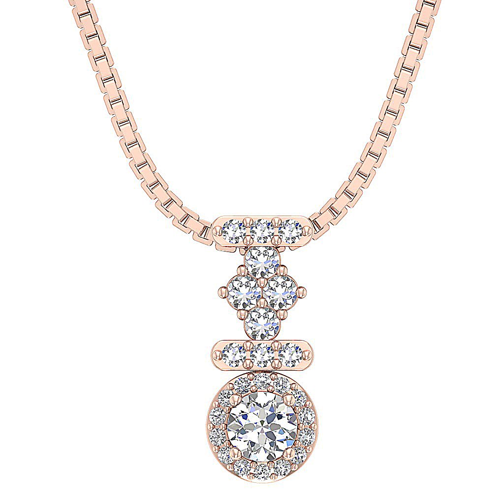 Halo Cluster Pendants 14k/18k Solid White Gold Natural Diamonds SI1/I1 G 0.65 Carat