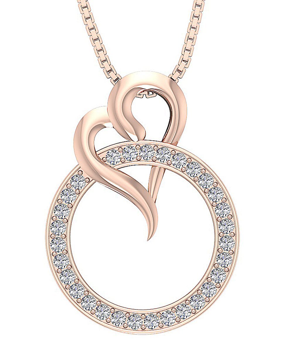 Circle Heart Anniversary Pendant Round Diamond VVS1/VS1/SI1/I1 0.55 Ct 14k/18k Solid Gold Prong Set