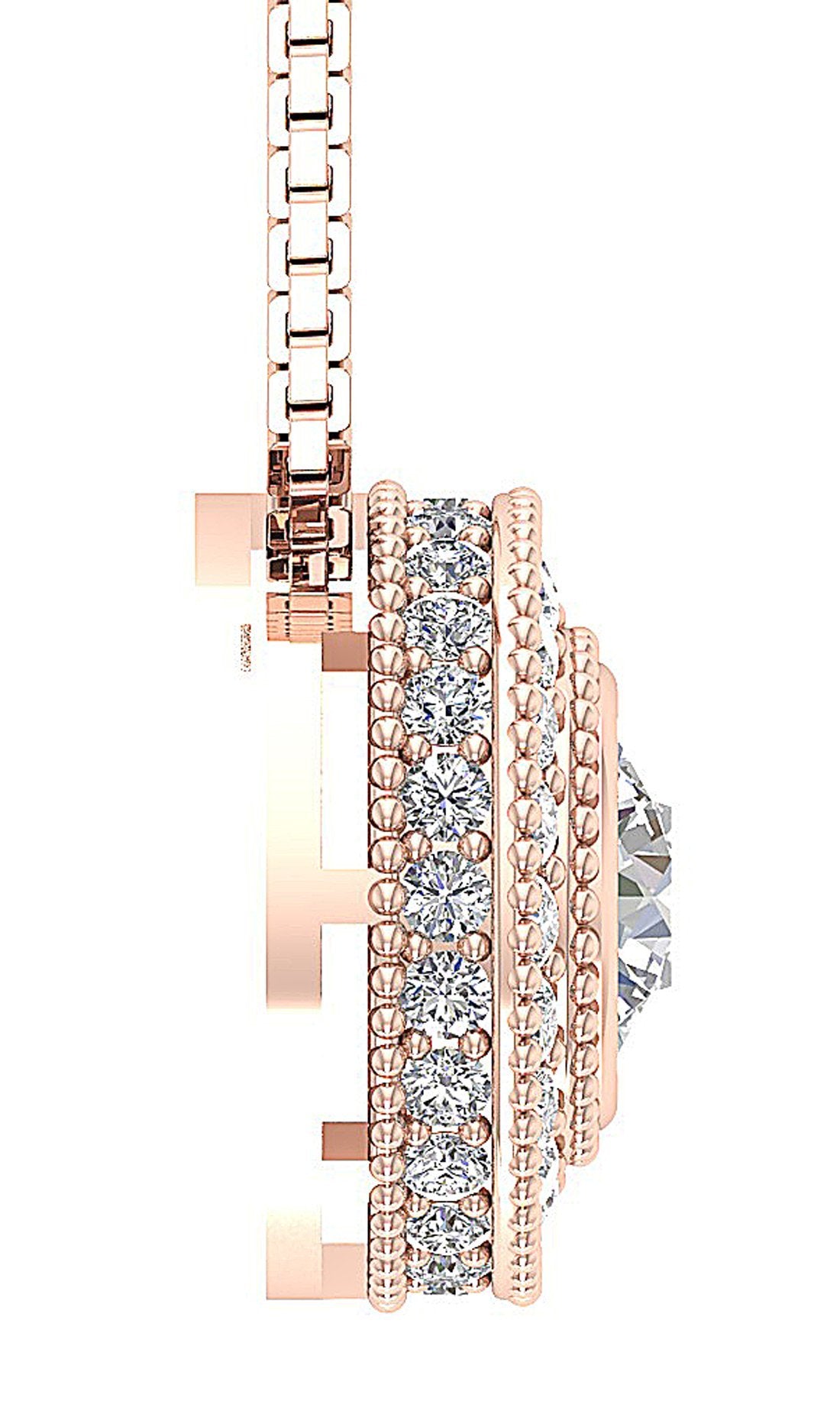 Halo Cluster Pendants Round Diamond Prong Bezel Set 14k/18k Solid White Gold I1/SI1 G 1.00 Carat