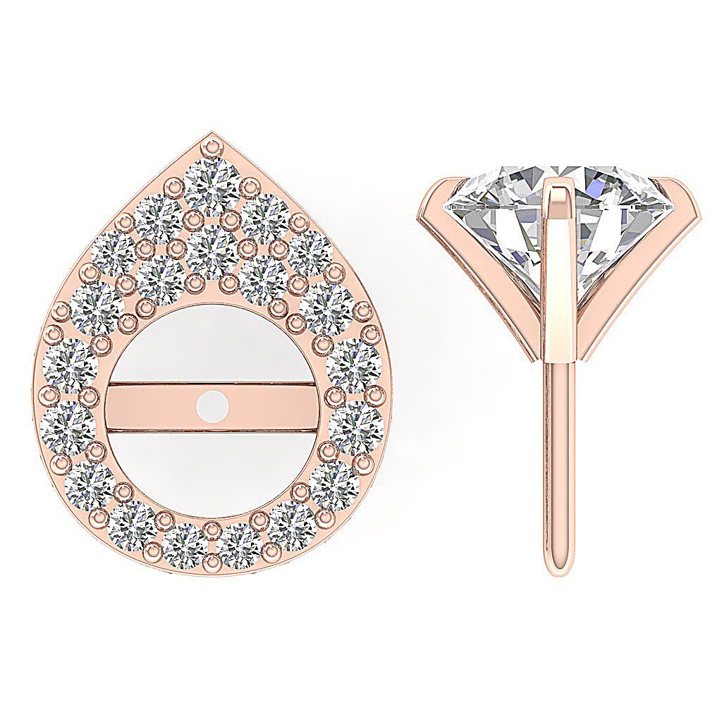 14k/18k Yellow Gold Round Diamond I1 G 1.75Ct Removable Jacket Halo Solitaire Stud Earring 7.80MM