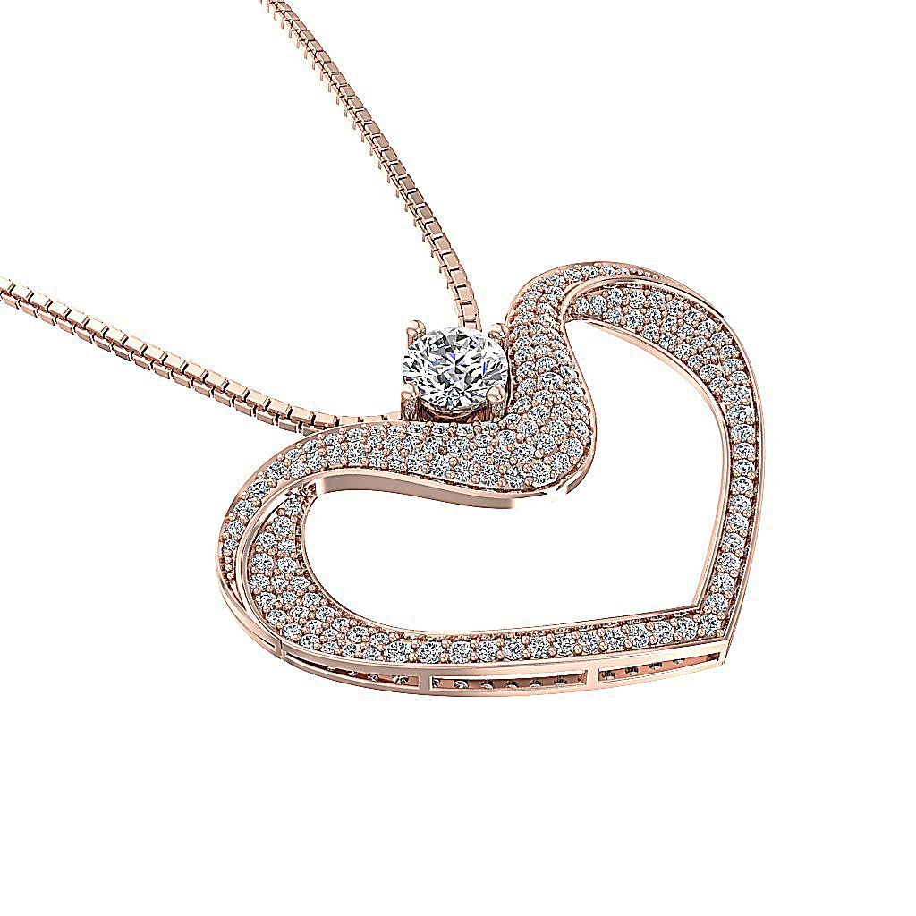 Heart Pendants SI1/I1 G 1.55 Carat 14k/18k White Yellow Rose Gold Natural Diamond