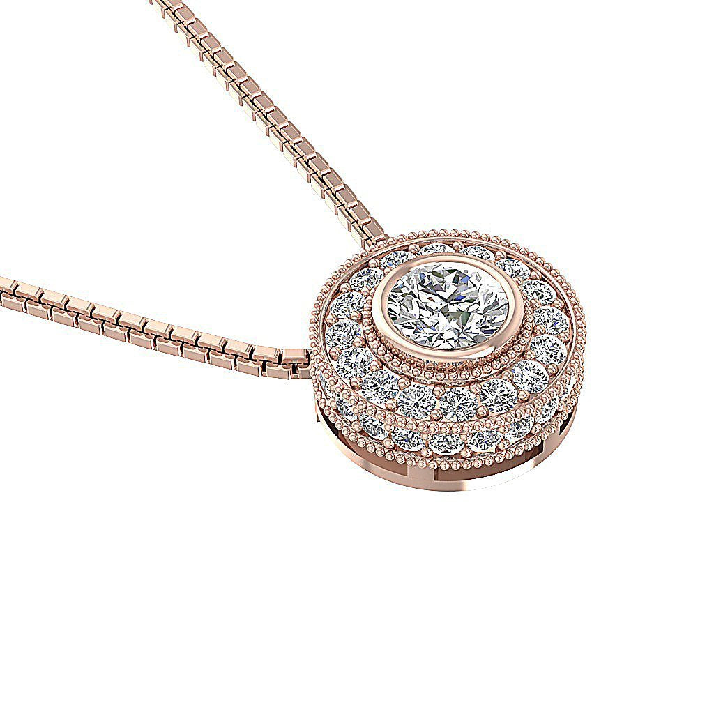 Halo Cluster Pendants 14k/18k Solid White Gold Natural Diamonds SI1/I1 G 0.80 Carat