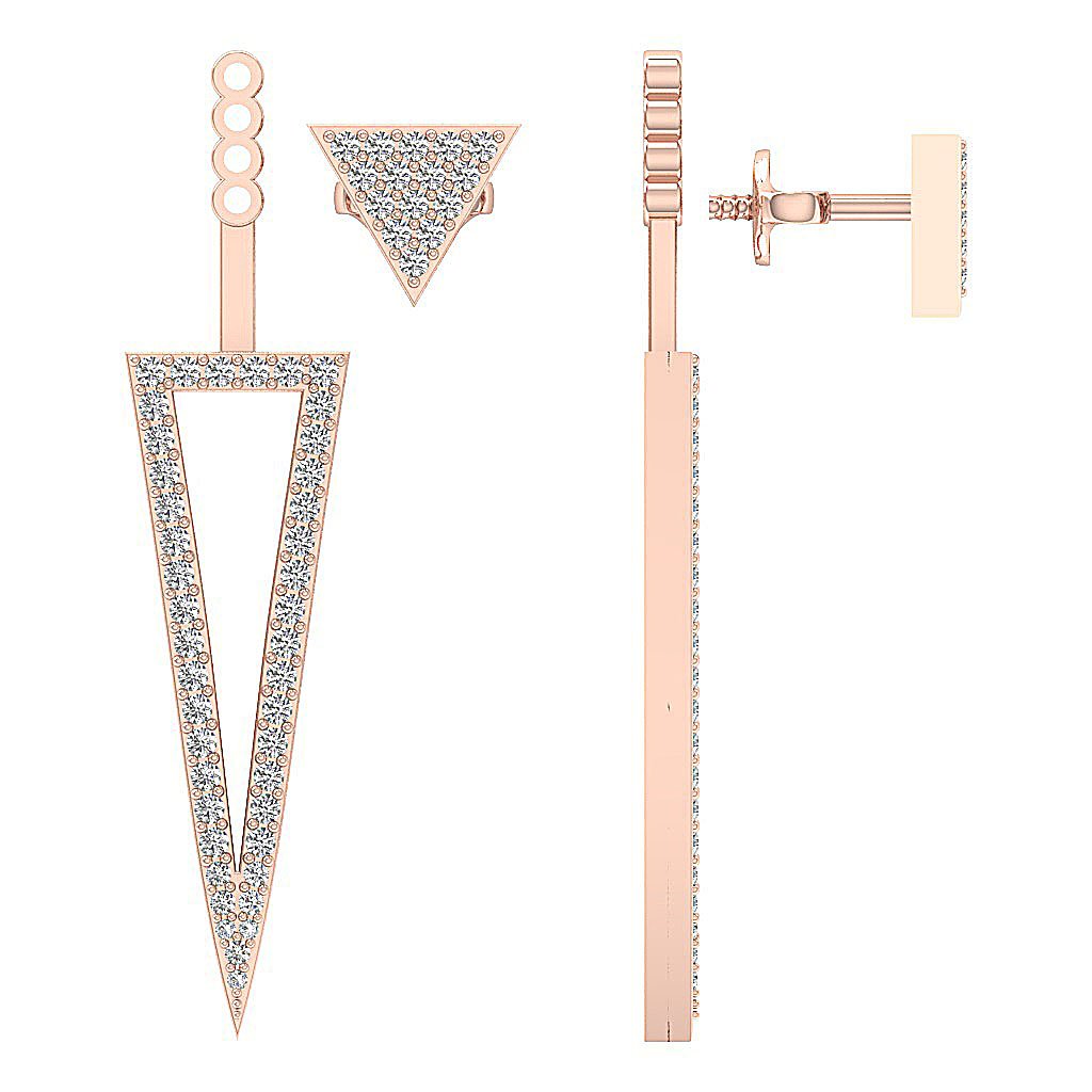 14k/18k Solid Gold Natural Diamonds I1 G 1.00 Ct Removable Jacket Studs Earrings Prong Set 9.00MM