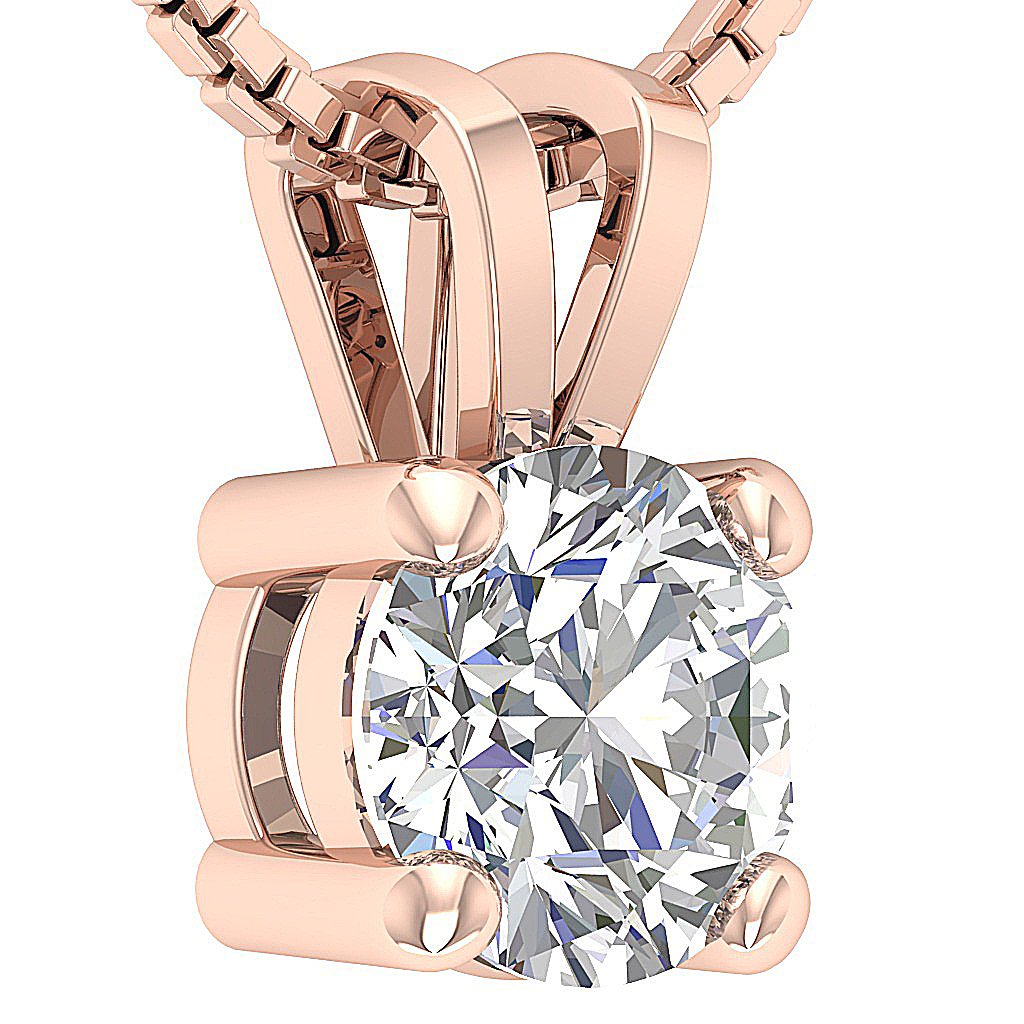 14k/18k White Yellow Rose Gold SI1/I1 G 1.00 Ct Solitaire Pendants Round Cut Diamonds Prong Set 6.29 MM
