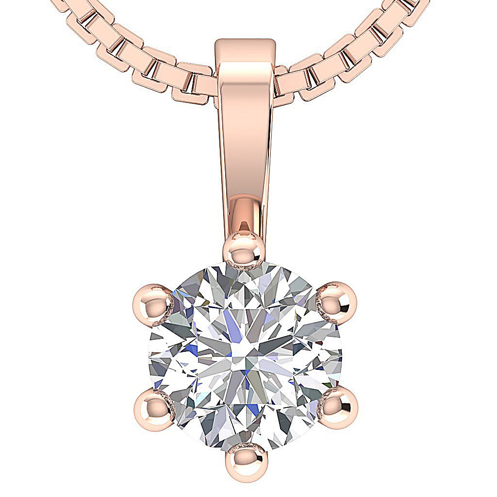 14k/18k White Yellow Rose Gold Solitaire Pendants VS1/SI1/I1 0.50 Ct Round Cut Diamonds Prong Set 5.00 MM