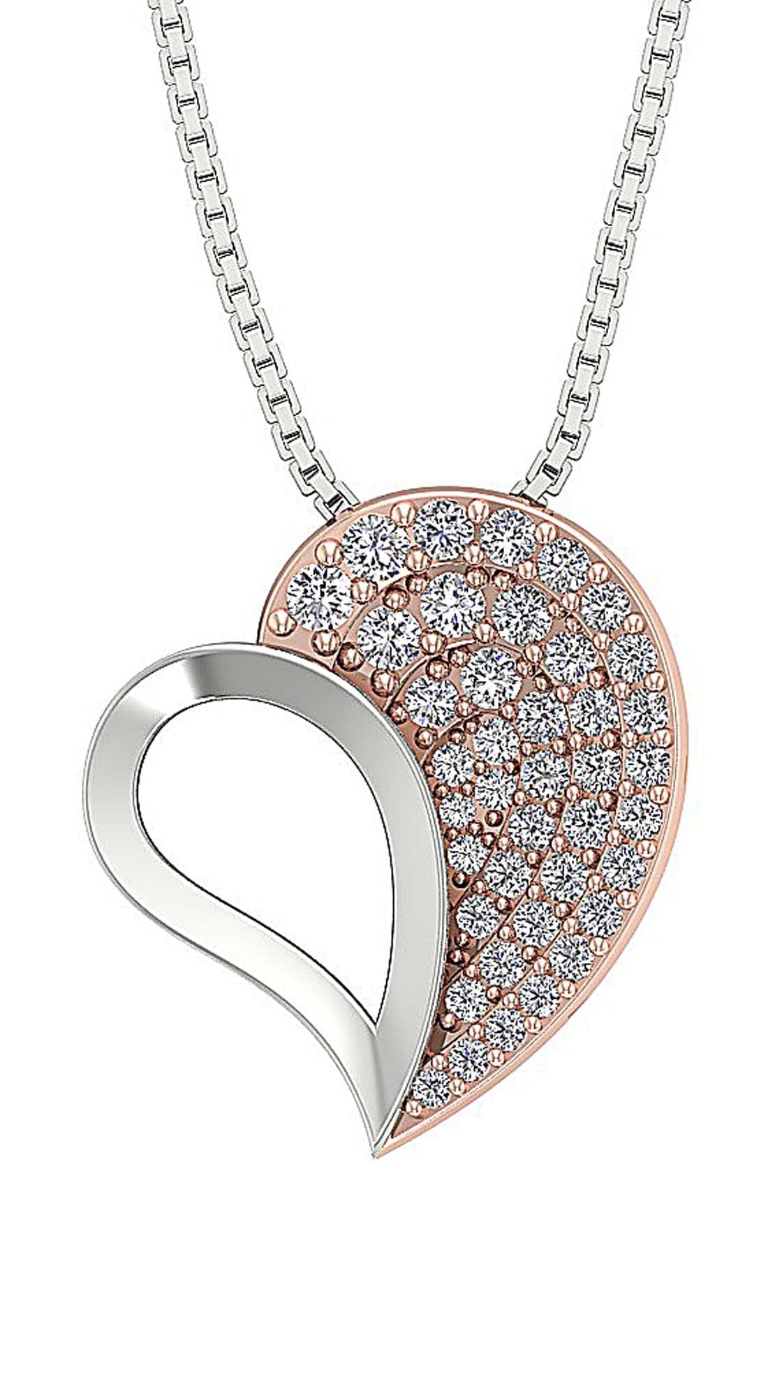 Heart Pendants 14k/18k White Gold SI1/I1 G 0.60 Ct Round Cut Diamonds