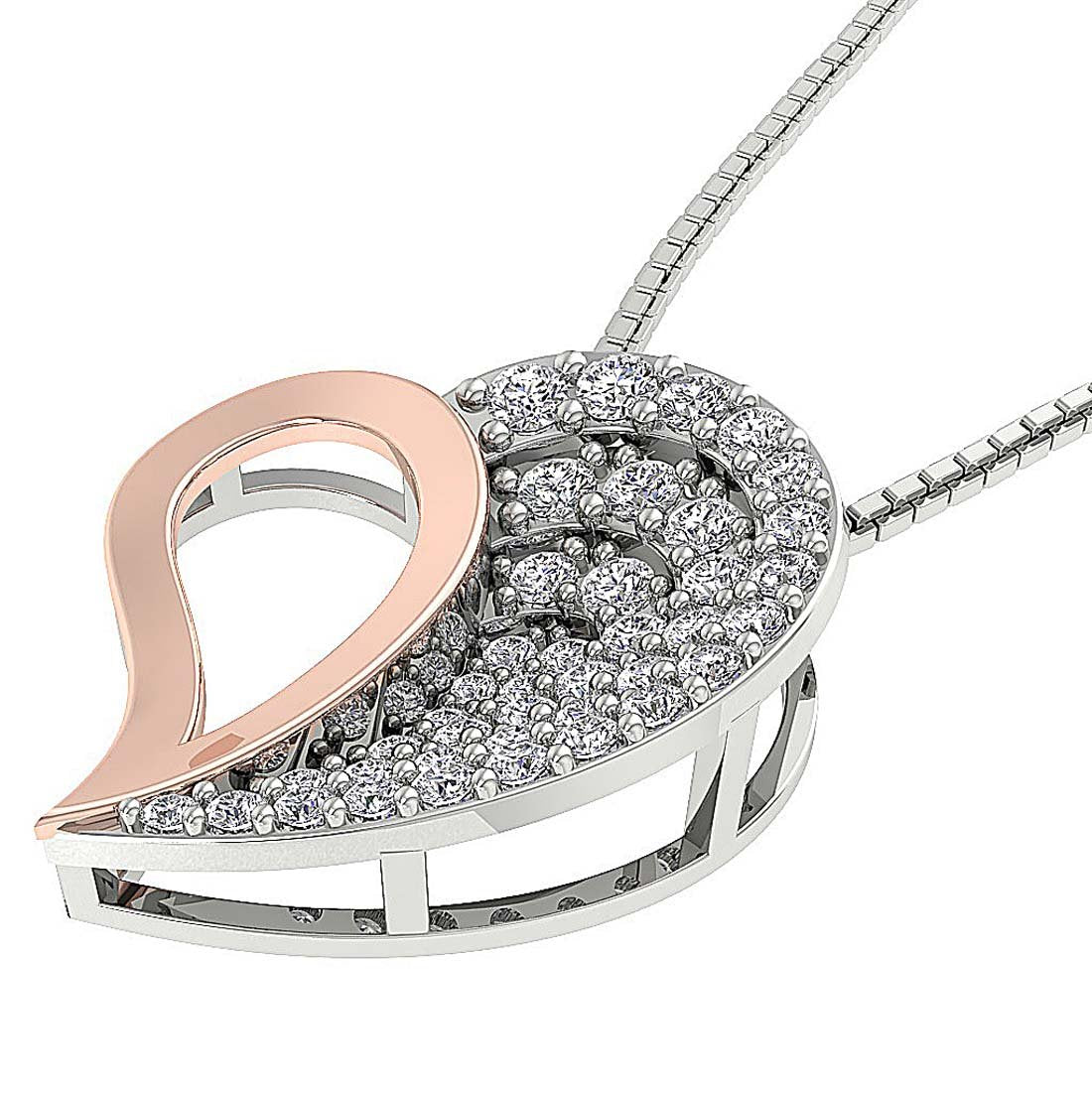 Heart Pendants 14k/18k White Gold SI1/I1 G 0.60 Ct Round Cut Diamonds