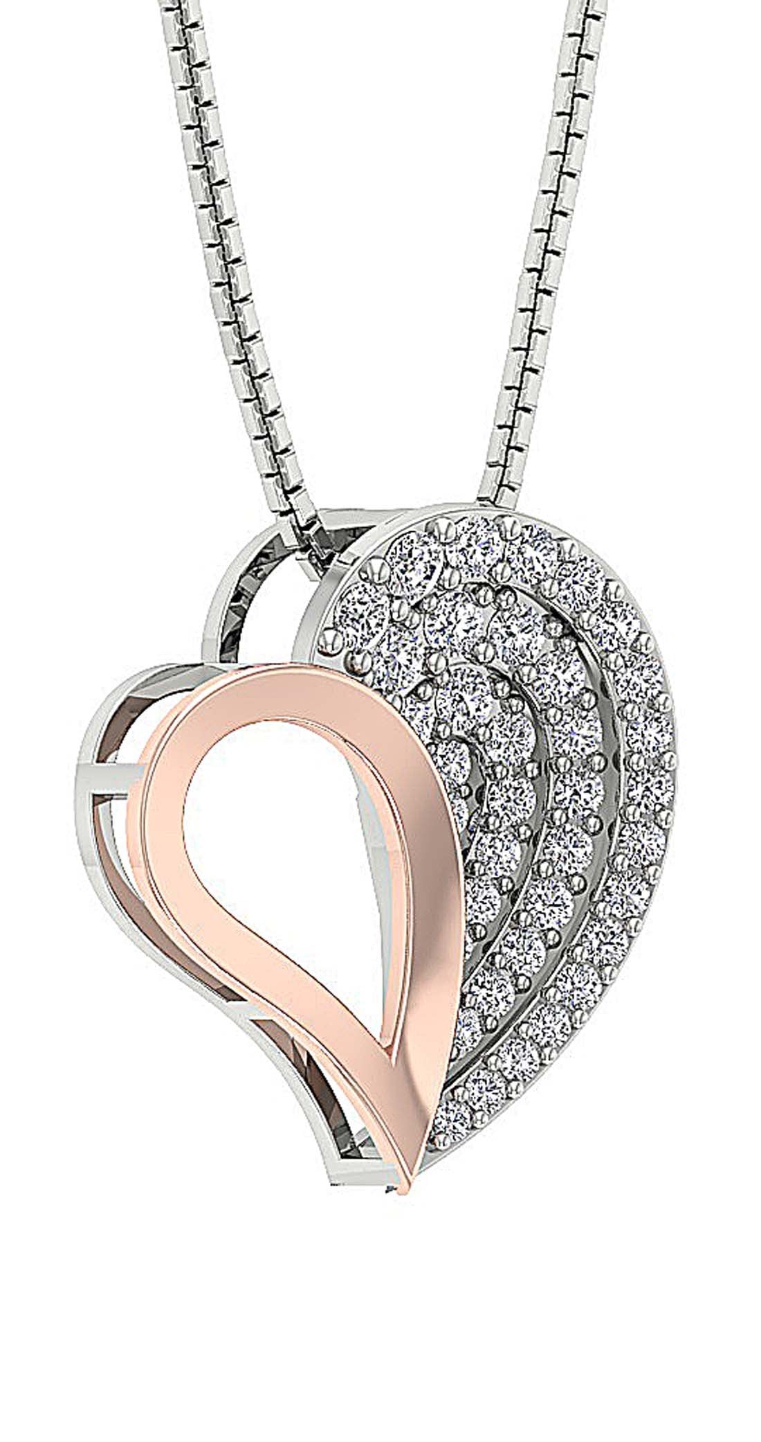 Heart Pendants 14k/18k White Gold SI1/I1 G 0.60 Ct Round Cut Diamonds