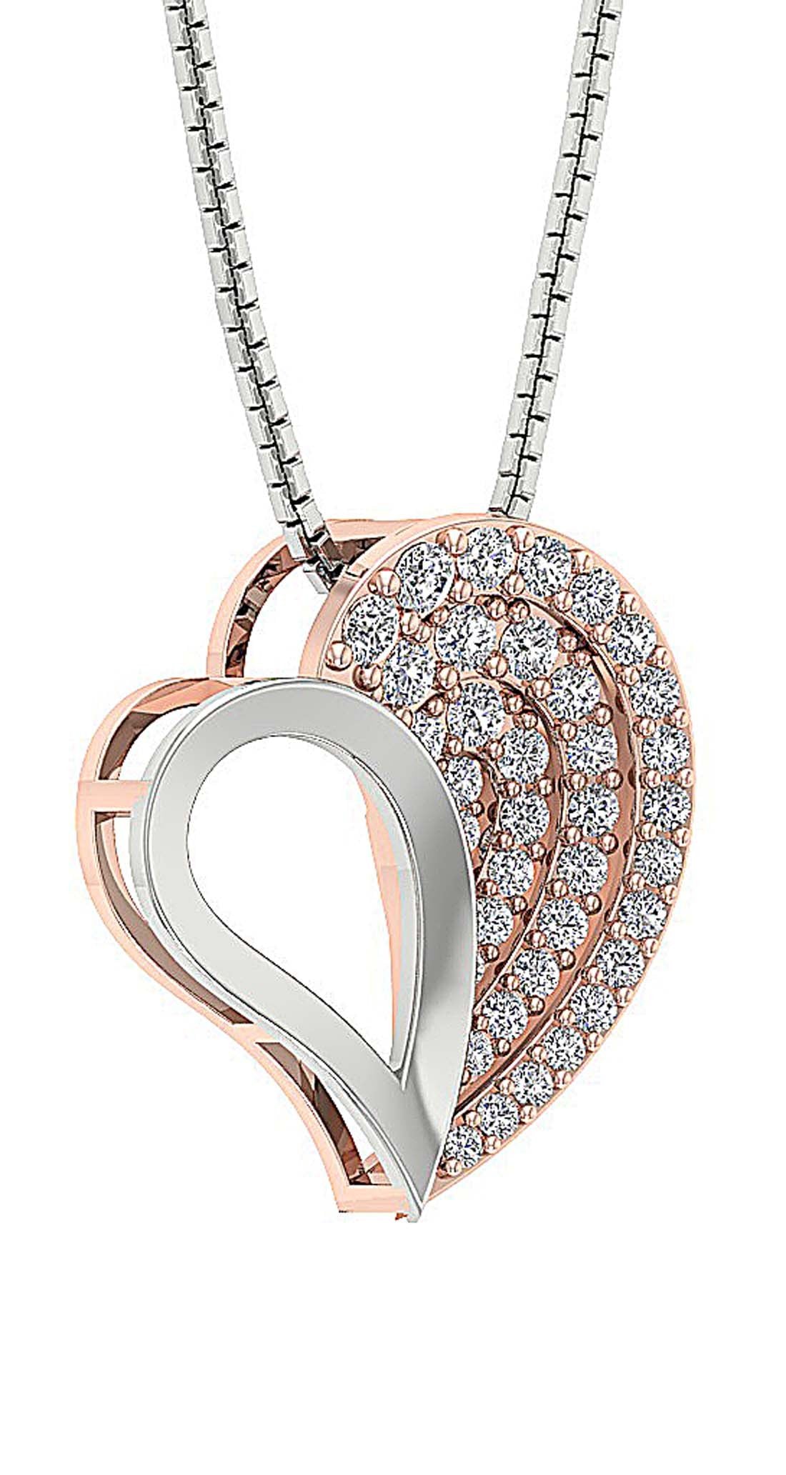 Heart Pendants 14k/18k White Gold SI1/I1 G 0.60 Ct Round Cut Diamonds