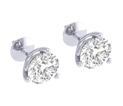 14k/18k White Gold Natural Diamonds Solitaire Studs Earrings SI1 G 0.50 Ct Martini Prong Set 3.90MM